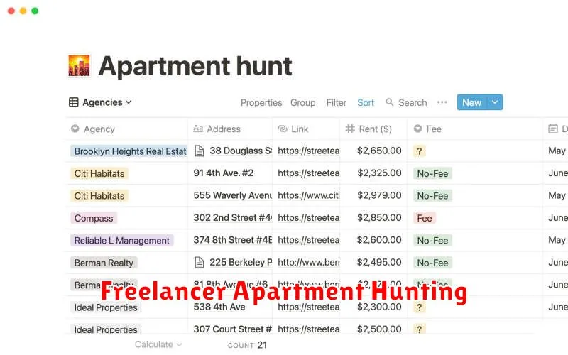 Freelancer Apartment Hunting