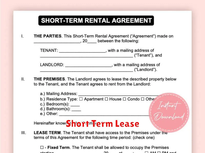 Short Term Lease