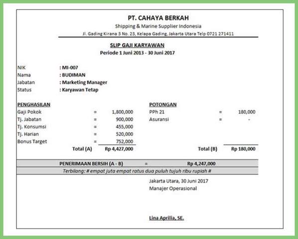 Slip Gaji Karyawan Swasta