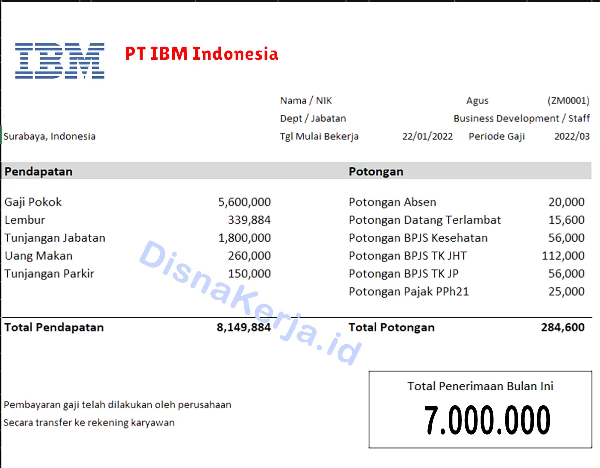 Slip Gaji PT IBM Indonesia